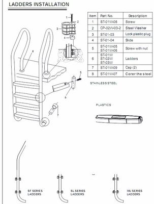 Pool-Leiter-Schritte SS304 Inground
