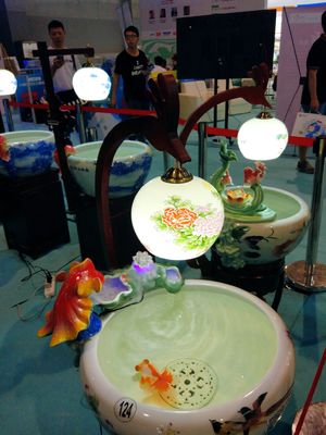 Chinesische keramische Fisch-Schüssel des Pfingstrosen-Muster-520mm mit Lampe