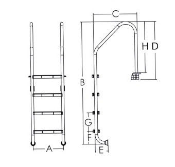 1.0mm Edelstahl-Swimmingpool-Leiter