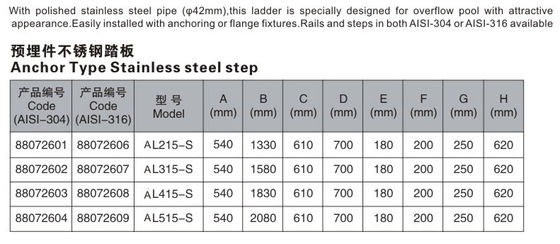1.0mm Edelstahl-Swimmingpool-Leiter
