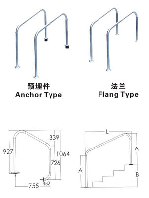 1.0mm entfernbare SS316 Swimmingpool-Handläufe