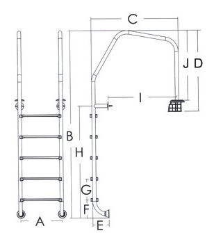 Edelstahl-Swimmingpool-Leiter der Sicherheits-2 der Schritt-1.2mm
