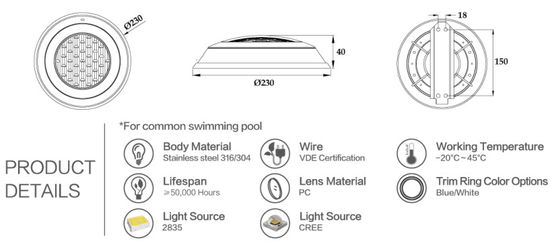 inground 9W Swimmingpoollichter