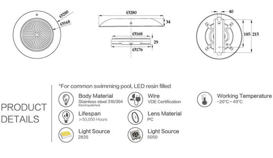 Swimmingpool-Lichter 18 Watt-IP68 Inground im Freien