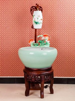 Schattenhafte blaue Glasur-Muster-Basis 460mm koi Fische rollen